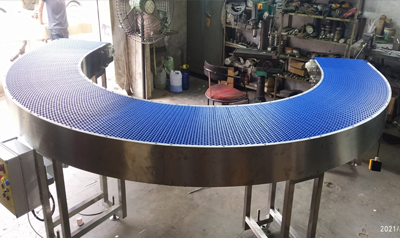 Blue Modular Curve Conveyor